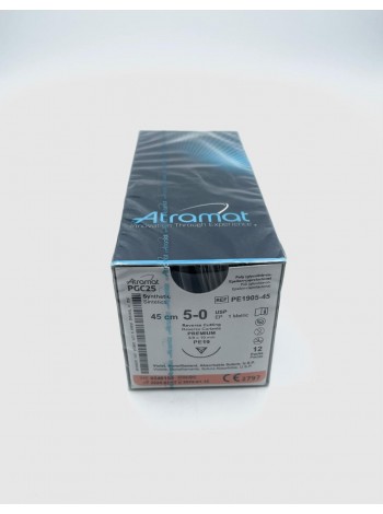 Мононить из сополимера гликолид-e-капролактон (PGC25) рассасывающаяся  5.0 / 19мм / обр.-реж., 3/8, черн.